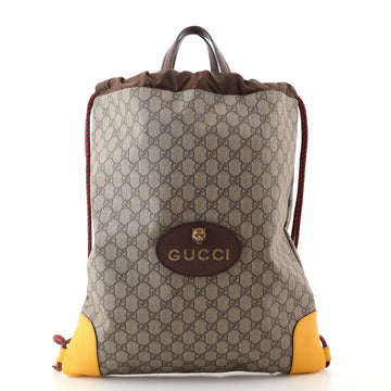 Gucci Neo Vintage Drawstring Backpack GG Coated Canvas Large