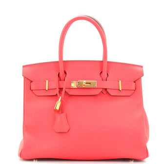 Hermes Birkin Handbag Red Epsom with Gold Hardware 30