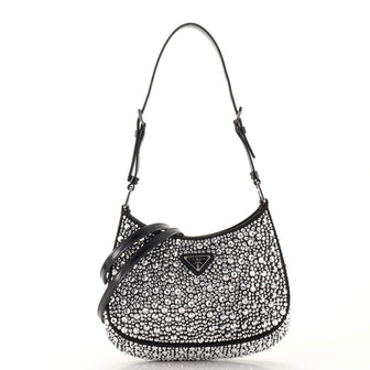 Prada Cleo Shoulder Bag Crystal Embellished Satin Small