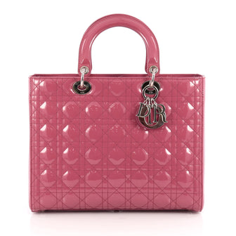 Christian Dior Lady Dior Handbag Cannage Quilt Patent Large Pink 1832801