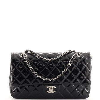 Chanel Classic Double Flap Bag Quilted Patent Medium