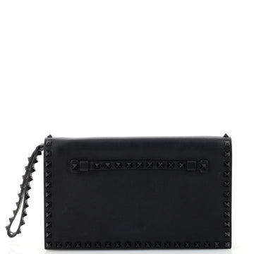 Valentino Garavani Rockstud Flap Clutch Leather