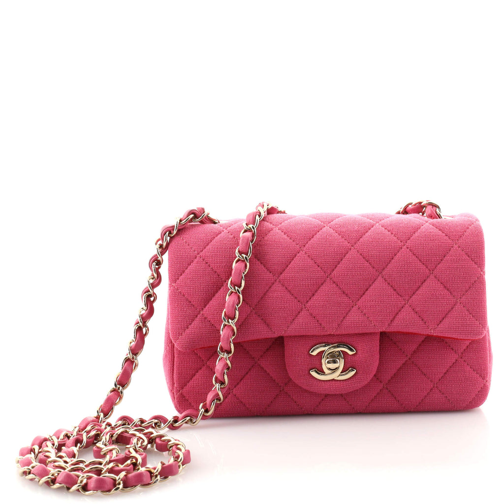 Chanel Vintage Classic Quilted Medium Flap Pink Jersey Tweed
