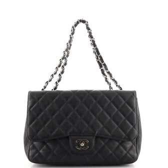 Chanel Classic Single Flap Bag Quilted Caviar Jumbo