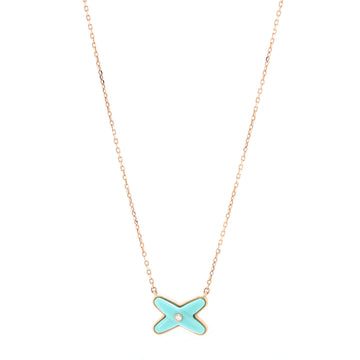 Chaumet Jeux de Liens Pendant Necklace 18K Rose Gold with Turquoise and Diamond