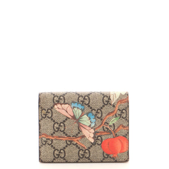 Gucci Flap Card Case Tian Print GG Coated Canvas