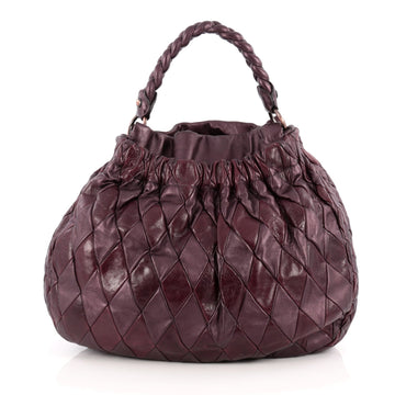 Miu Miu Convertible Hobo Matelasse Leather Medium Purple 1834101