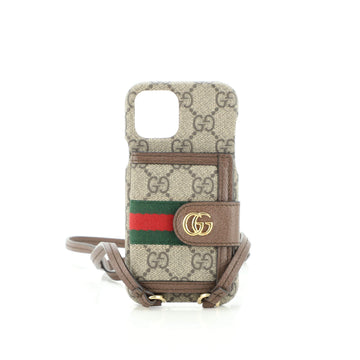 Gucci Ophidia Phone Case with Lanyard GG Coated Canvas iPhone 12/12Pro