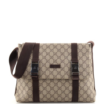 Gucci Double Buckle Messenger Bag GG Coated Canvas Large