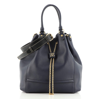 Fendi Karligraphy Chain Bucket Bag Leather Medium