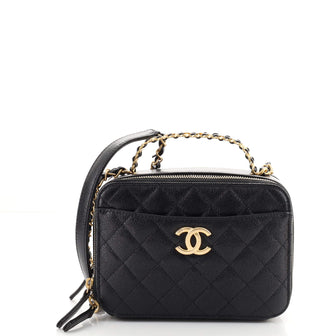 Chanel Pick Me Up Logo Handle Vanity Case Quilted Caviar Small
