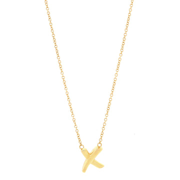 Tiffany & Co. Paloma Picasso Graffiti X Pendant Necklace 18K Yellow Gold Small