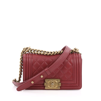 Chanel Boy Flap Bag Quilted Calfskin Small Red