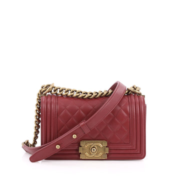 Chanel Boy Flap Bag Quilted Calfskin Small Red