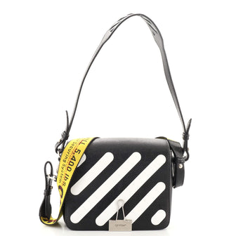 Off White Binder Clip Flap Bag Striped Leather Small