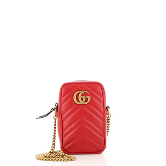 Gucci GG Marmont Vertical Phone Crossbody Bag Matelasse Leather Mini