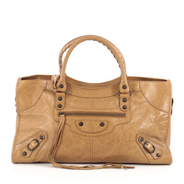 Balenciaga Part Time Classic Studs Handbag Leather Brown 1835601