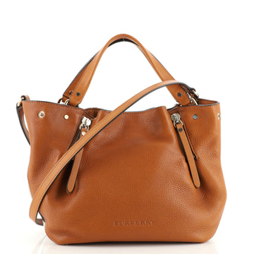 Burberry Maidstone Tote Leather and House Check Canvas Small