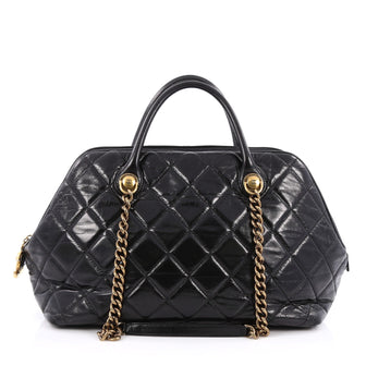 Chanel Castle Rock Bowler Bag Quilted Glazed Calfskin Black