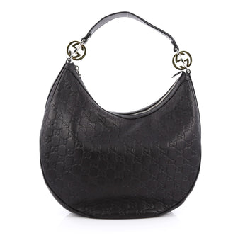 Gucci Twins Hobo Guccissima Leather Medium Black 1837001