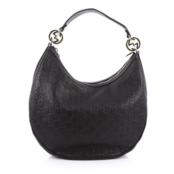 Gucci Twins Hobo Guccissima Leather Medium Black 1837001