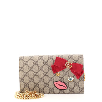 Gucci Flap Chain Wallet GG Coated Canvas with Applique