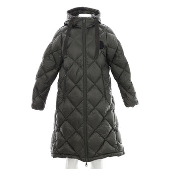 Moncler Women's Duroc Long Puffer Coat Quilted Nylon with Down