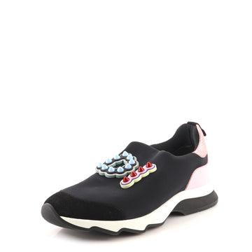 Fendi Women's Fun Fair Slip On Sneakers Studded Neoprene with Leather