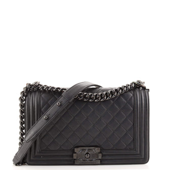 Chanel So Black Boy Flap Bag Quilted Calfskin Old Medium