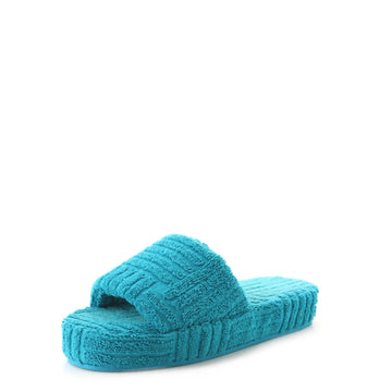 Bottega Veneta Men's Resort Sponge Slide Sandals Intrecciato Effect Terry Cloth