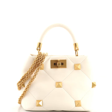 Valentino Garavani Roman Stud Top Handle Bag Quilted Leather Small