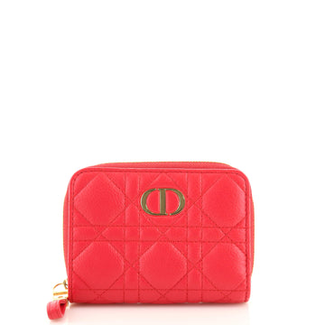 Christian Dior Caro Zipped Wallet Cannage Quilt Grained Calfskin Compact