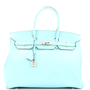 Hermes Birkin Handbag Blue Epsom with Palladium Hardware 35