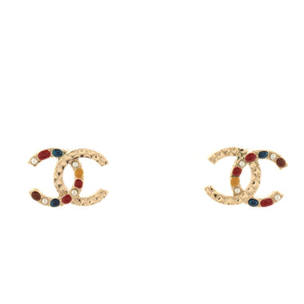 Chanel CC Stud Earrings Resin and Metal