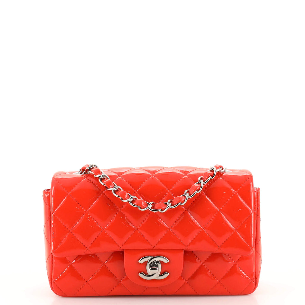 Chanel Classic Single Flap Bag Quilted Patent Mini Red 18378932