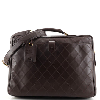 Chanel Vintage Diamond Stitch Weekender Quilted Leather Large