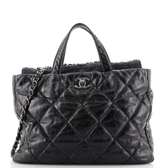 Chanel Portobello Tote Quilted Glazed Calfskin and Tweed Medium