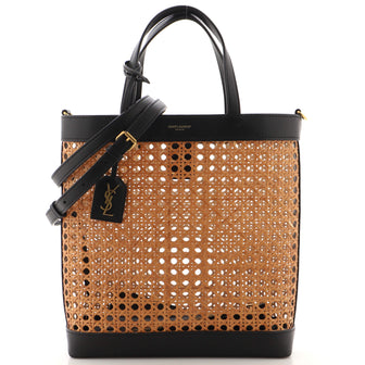 Saint Laurent Shopper Tote Woven Straw and Leather Toy
