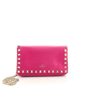 Valentino Garavani Rockstud Full Flap Chain Crossbody Bag Leather Small