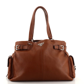 Prada Side Pocket Belt Tote Vitello Daino Large