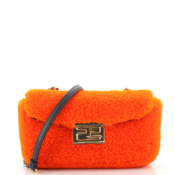 Fendi Be Baguette Flap Bag Shearling Mini