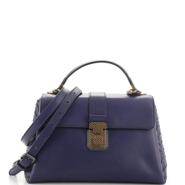Bottega Veneta Piazza Top Handle Bag Leather with Intrecciato Detail Small