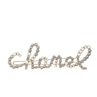 Chanel Swirling Logo Brooch Metal with Crystal and Faux Pearls
