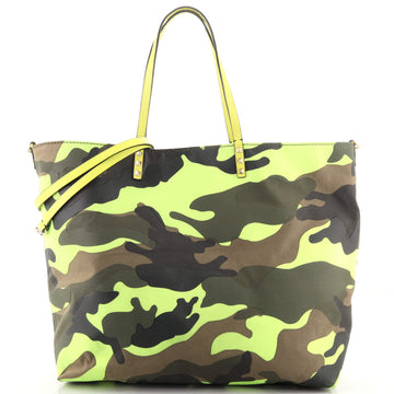 Valentino Garavani Rockstud Reversible Tote Camo Leather and Canvas Medium