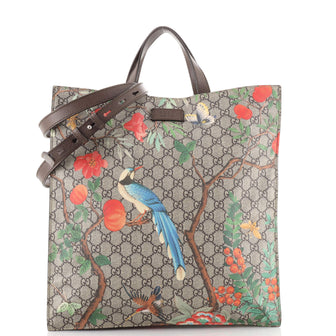 Gucci Convertible Soft Open Tote Tian Print GG Coated Canvas Tall