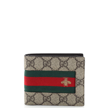 Gucci Bee Web Bifold Wallet GG Coated Canvas