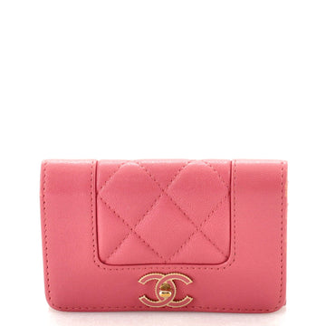 Chanel Mademoiselle Vintage Flap Card Case Quilted Sheepskin