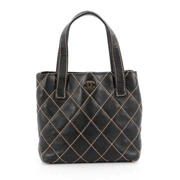 Chanel Surpique Tote Quilted Leather Small Black 