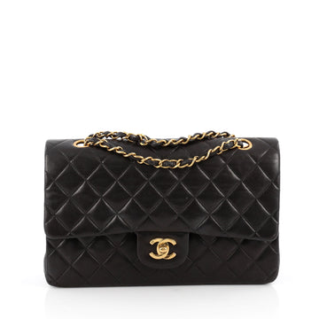 Chanel Vintage Classic Double Flap Bag Quilted Lambskin Medium Black 1838805