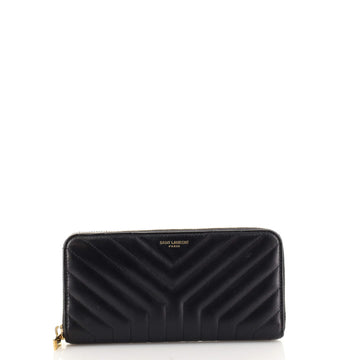 Saint Laurent Joan Zip Around Wallet Matelasse Chevron Leather Long
